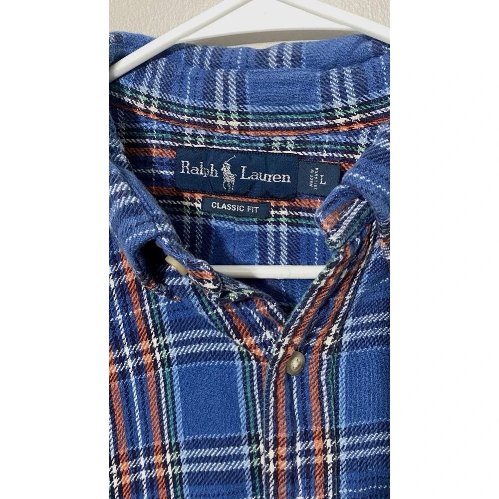 Polo Ralph Lauren Large Heavyweight Textured Cotton Plaid Work Shirt Button Down